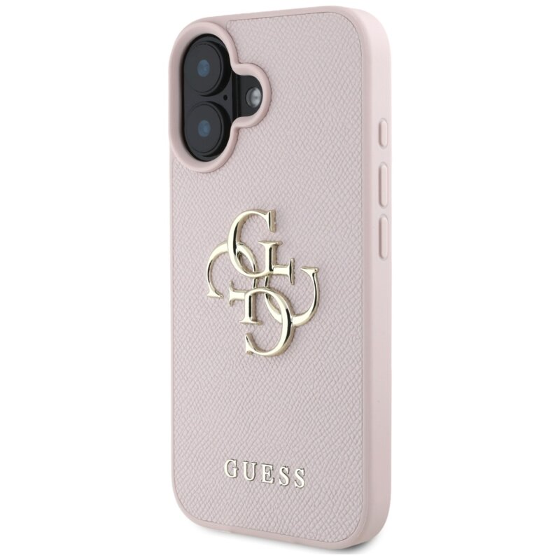Husa originala Guess iPhone 16 Hardcase Grained Big 4G Logo Small Classic Logo, roz, GUHCP16SPGT4MBP