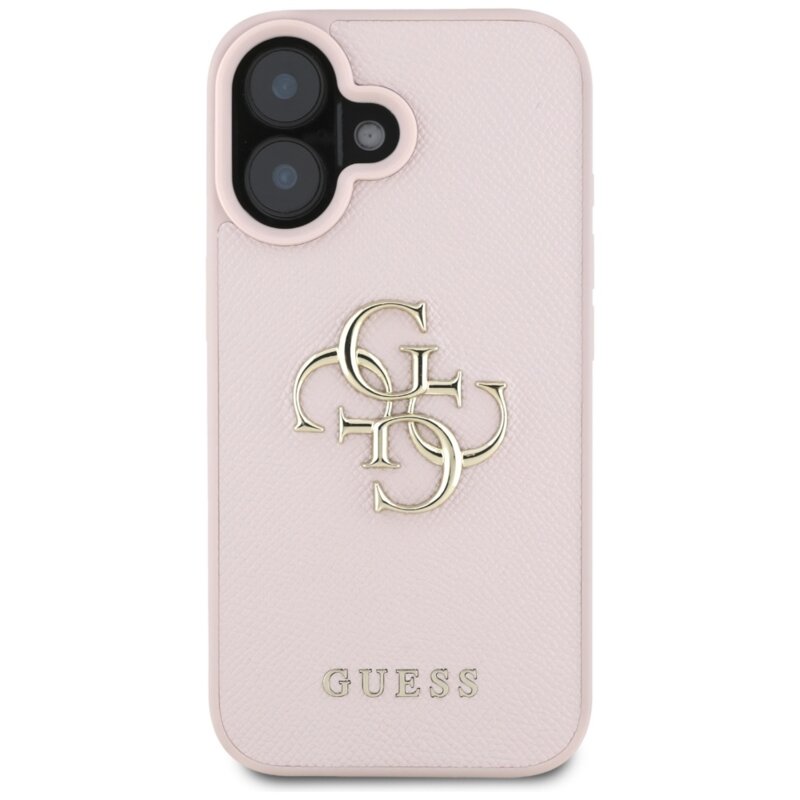 Husa originala Guess iPhone 16 Hardcase Grained Big 4G Logo Small Classic Logo, roz, GUHCP16SPGT4MBP