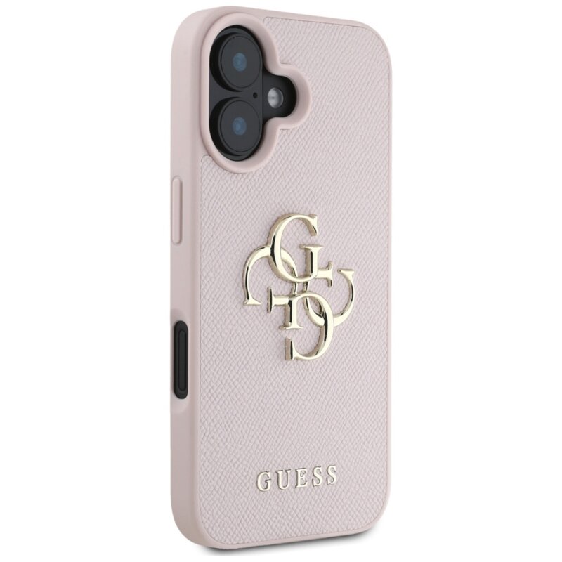 Husa originala Guess iPhone 16 Hardcase Grained Big 4G Logo Small Classic Logo, roz, GUHCP16SPGT4MBP