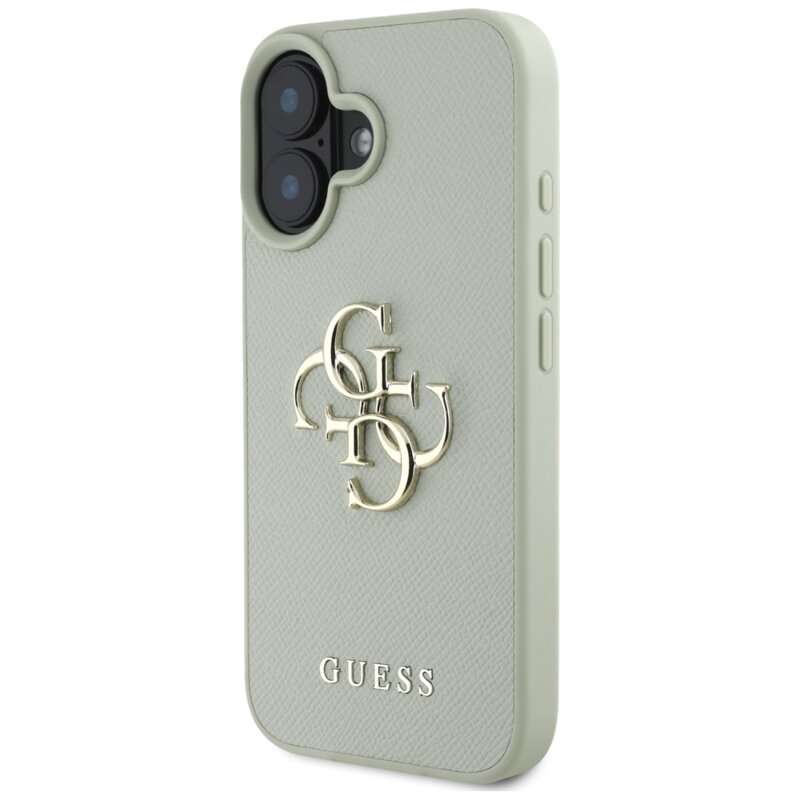Husa originala Guess iPhone 16 Hardcase Grained Big 4G Logo Small Classic Logo, verde, GUHCP16SPGT4MBN