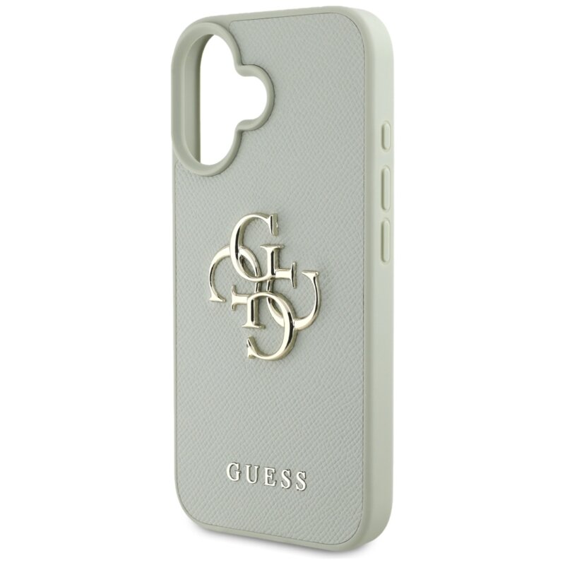 Husa originala Guess iPhone 16 Hardcase Grained Big 4G Logo Small Classic Logo, verde, GUHCP16SPGT4MBN