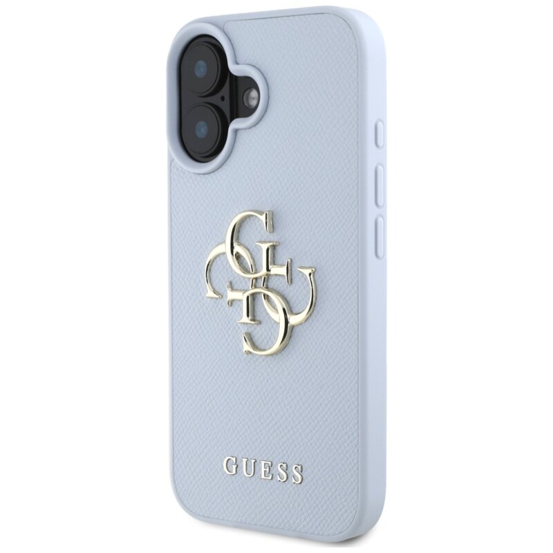 Husa originala Guess iPhone 16 Hardcase Grained Big 4G Logo Small Classic Logo, albastru, GUHCP16SPGT4MBB