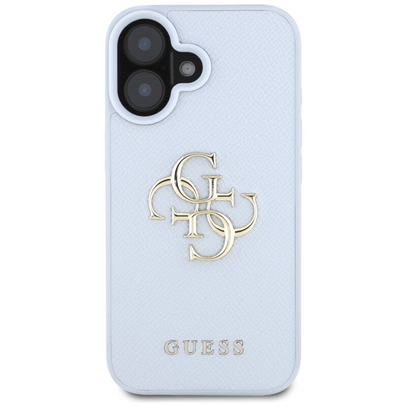 Husa originala Guess iPhone 16 Hardcase Grained Big 4G Logo Small Classic Logo, albastru, GUHCP16SPGT4MBB