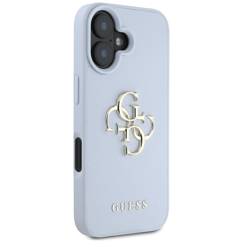 Husa originala Guess iPhone 16 Hardcase Grained Big 4G Logo Small Classic Logo, albastru, GUHCP16SPGT4MBB
