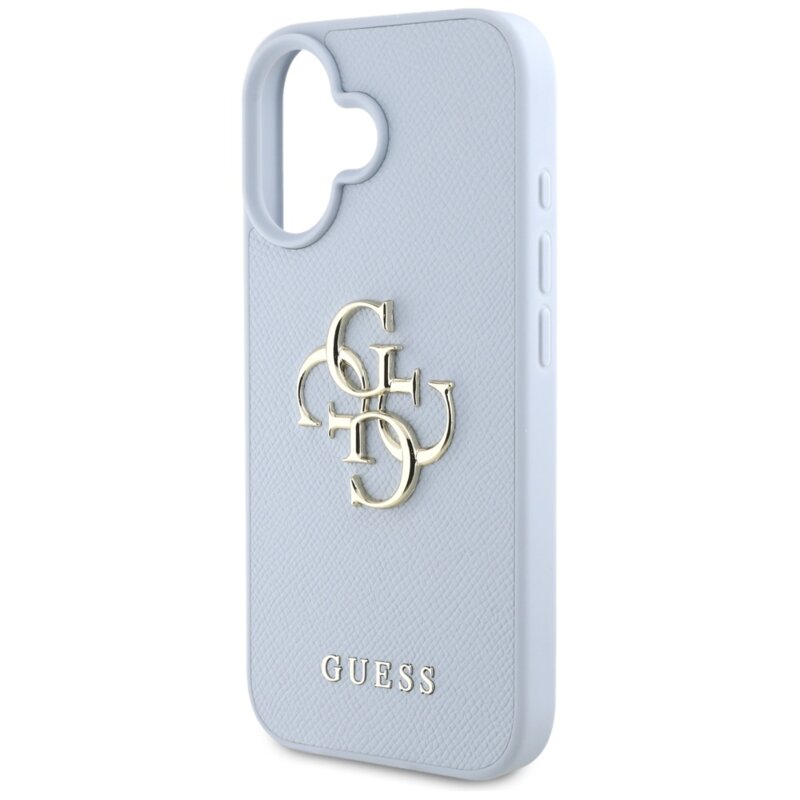 Husa originala Guess iPhone 16 Hardcase Grained Big 4G Logo Small Classic Logo, albastru, GUHCP16SPGT4MBB