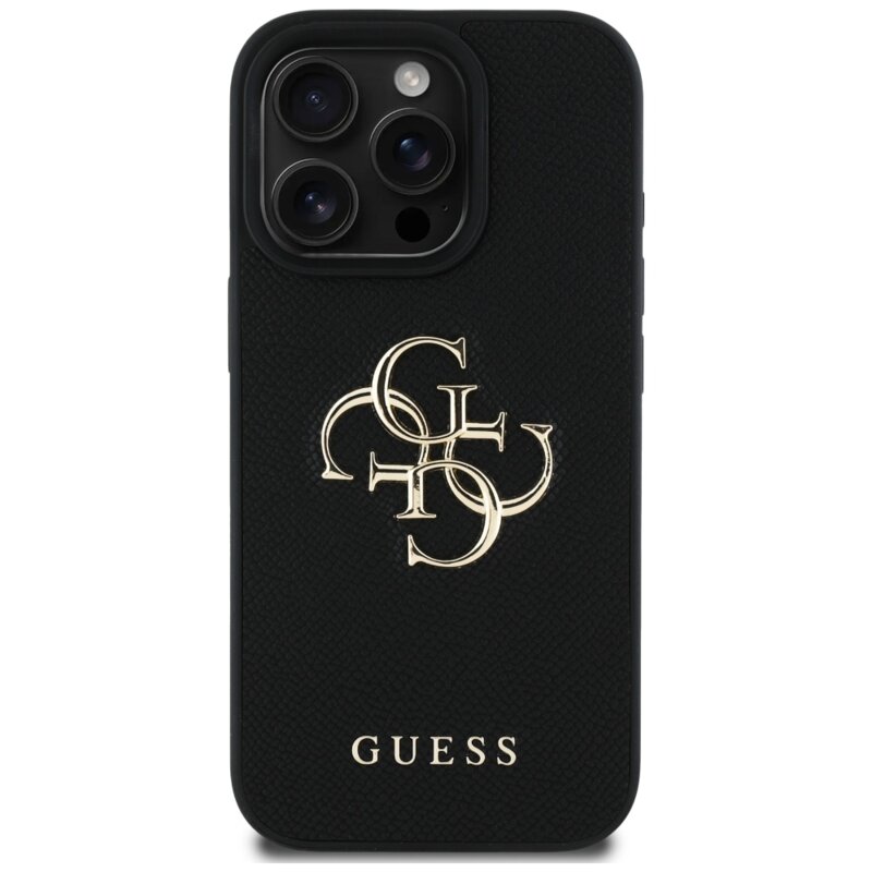 Husa originala Guess iPhone 16 Pro Hardcase Grained Big 4G Logo Small Classic Logo, negru, GUHCP16LPGT4MBK