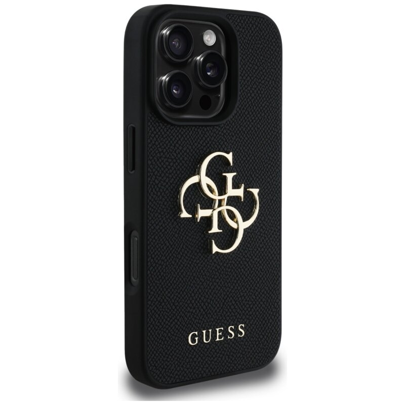 Husa originala Guess iPhone 16 Pro Hardcase Grained Big 4G Logo Small Classic Logo, negru, GUHCP16LPGT4MBK