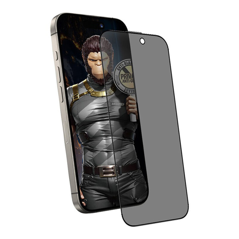 Folie iPhone 15 Blueo Anti-Peep Privacy Glass, negru mat