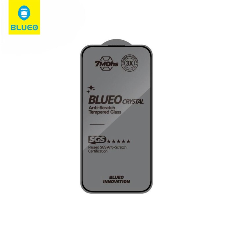 Folie iPhone 15 Plus Blueo Crystal Anti-Scratch Glass, negru