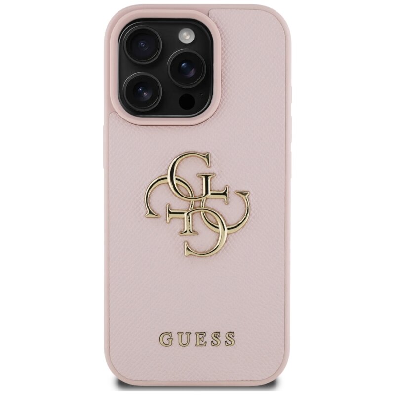 Husa originala Guess iPhone 16 Pro Hardcase Grained Big 4G Logo Small Classic Logo, roz, GUHCP16LPGT4MBP