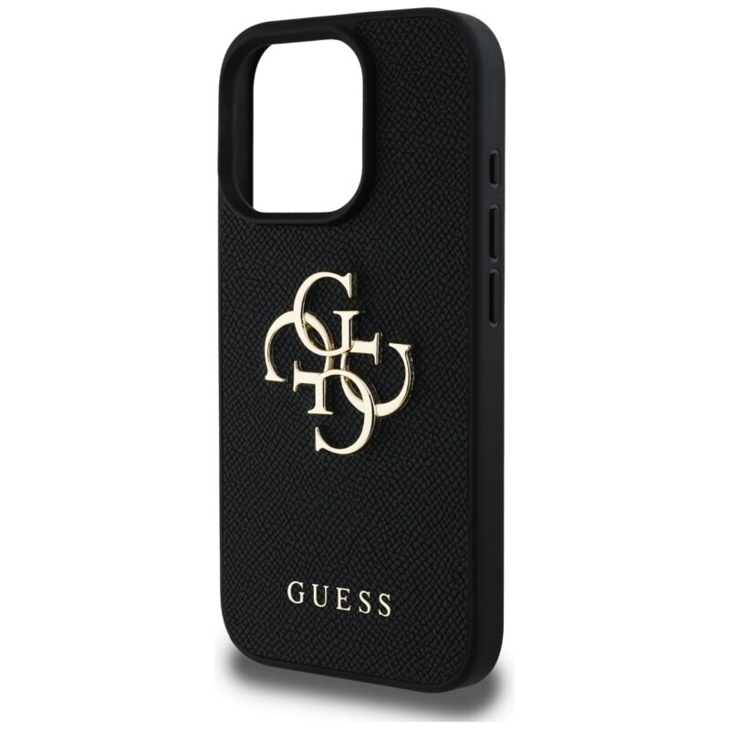 Husa originala Guess iPhone 16 Pro Max Hardcase Grained Big 4G Logo Small Classic Logo, negru, GUHCP16XPGT4MBK