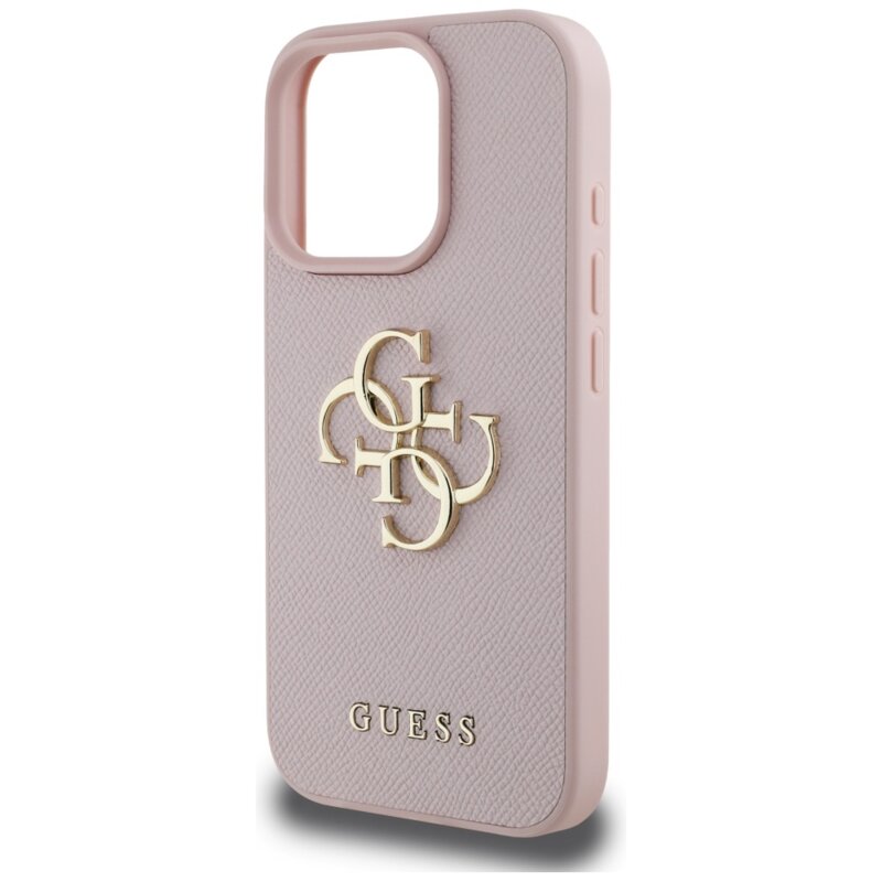 Husa originala Guess iPhone 16 Pro Max Hardcase Grained Big 4G Logo Small Classic Logo, roz, GUHCP16XPGT4MBP