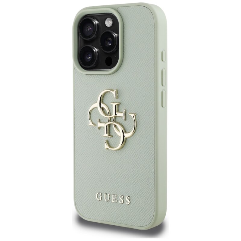 Husa originala Guess iPhone 16 Pro Max Hardcase Grained Big 4G Logo Small Classic Logo, verde, GUHCP16XPGT4MBN
