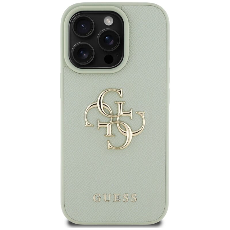 Husa originala Guess iPhone 16 Pro Max Hardcase Grained Big 4G Logo Small Classic Logo, verde, GUHCP16XPGT4MBN