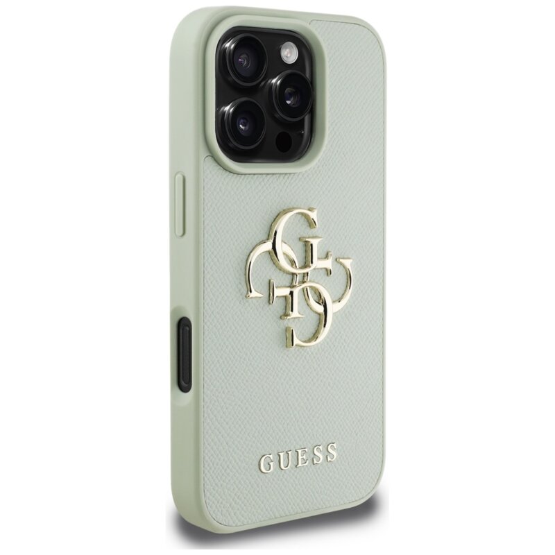 Husa originala Guess iPhone 16 Pro Max Hardcase Grained Big 4G Logo Small Classic Logo, verde, GUHCP16XPGT4MBN