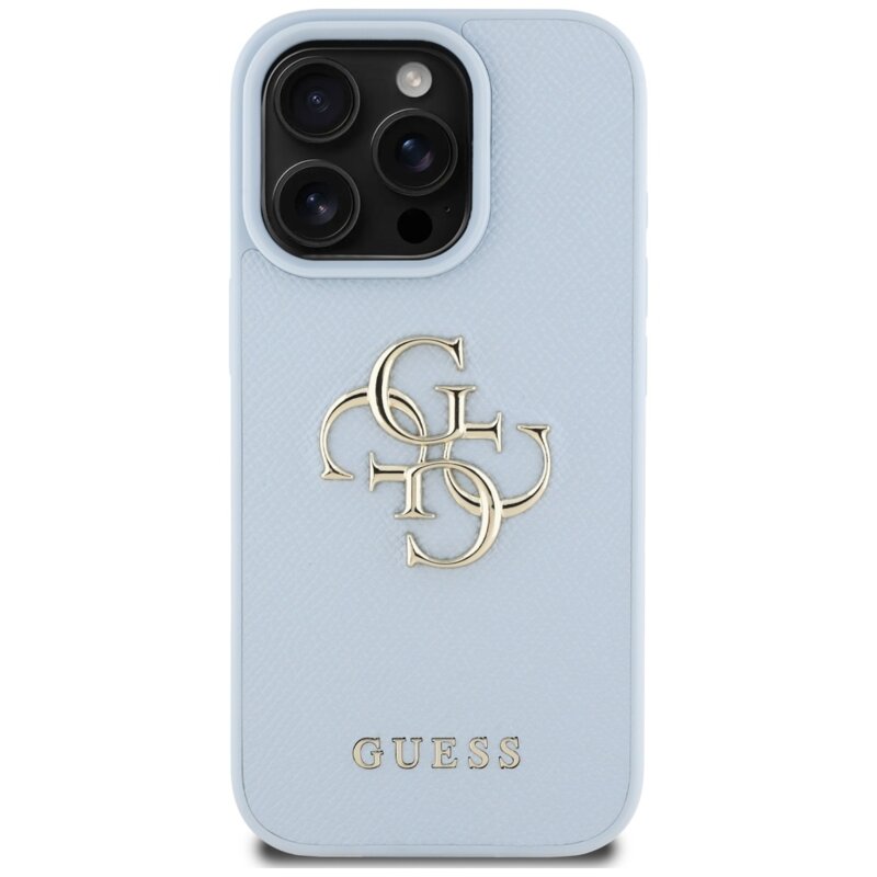 Husa originala Guess iPhone 16 Pro Max Hardcase Grained Big 4G Logo Small Classic Logo, albastru, GUHCP16XPGT4MBB