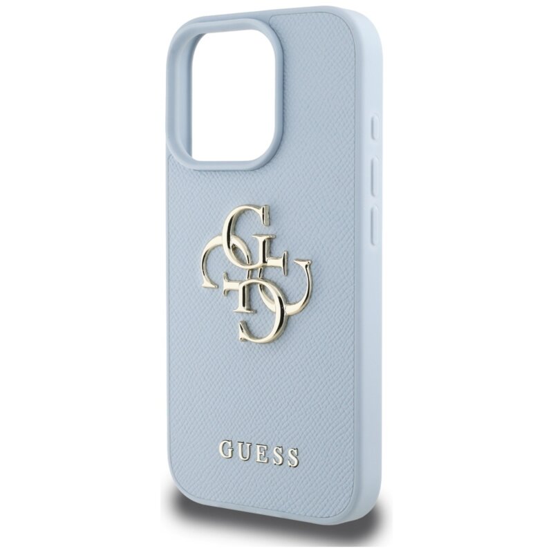 Husa originala Guess iPhone 16 Pro Max Hardcase Grained Big 4G Logo Small Classic Logo, albastru, GUHCP16XPGT4MBB