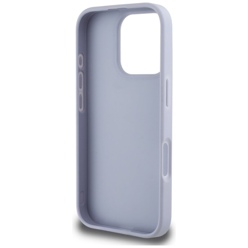 Husa iPhone 16 Pro Max Guess Leather Hot Stamp 4G Pattern Triangle Metal Logo, mov, GUHCP16XPGP4STRU