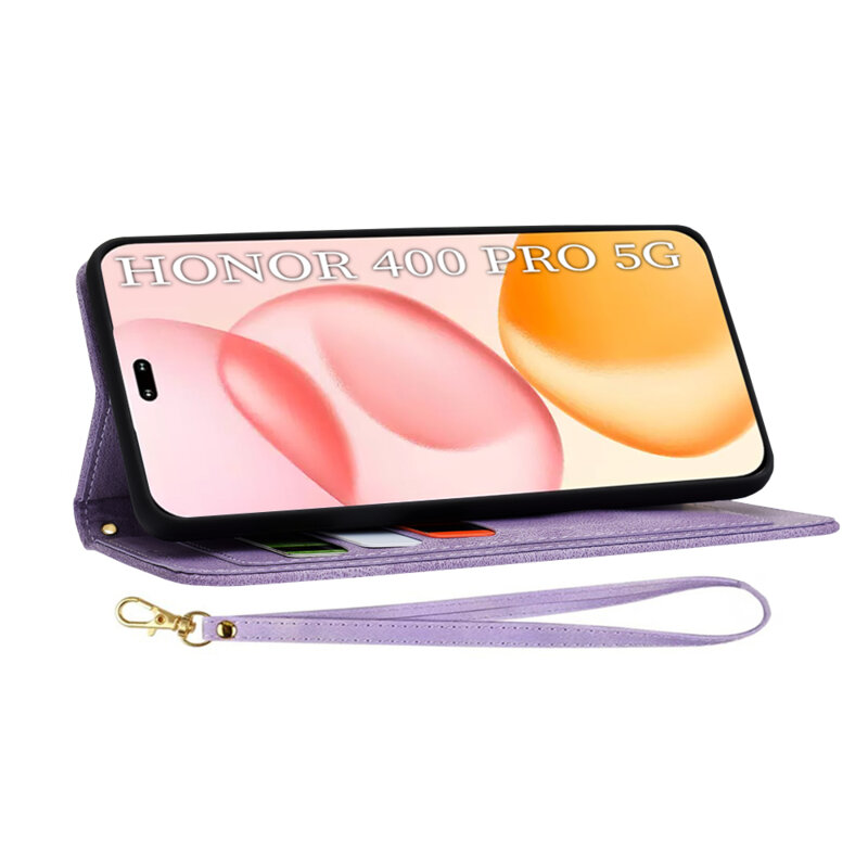 Husa personalizata fete Honor 400 Pro Techsuit FlipCraft, mov