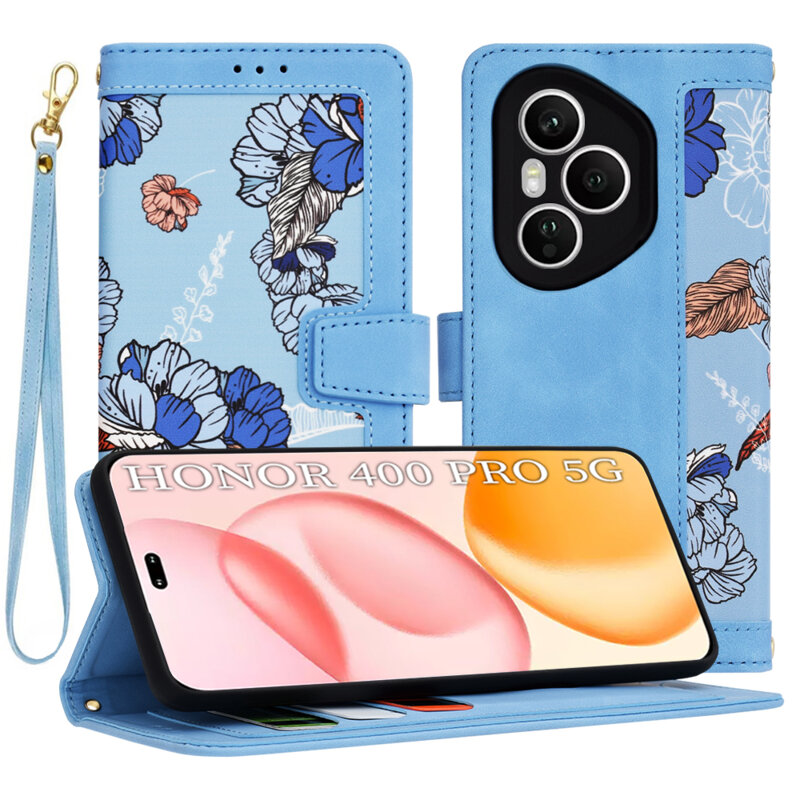 Husa personalizata fete Honor 400 Pro Techsuit FlipCraft, bleu