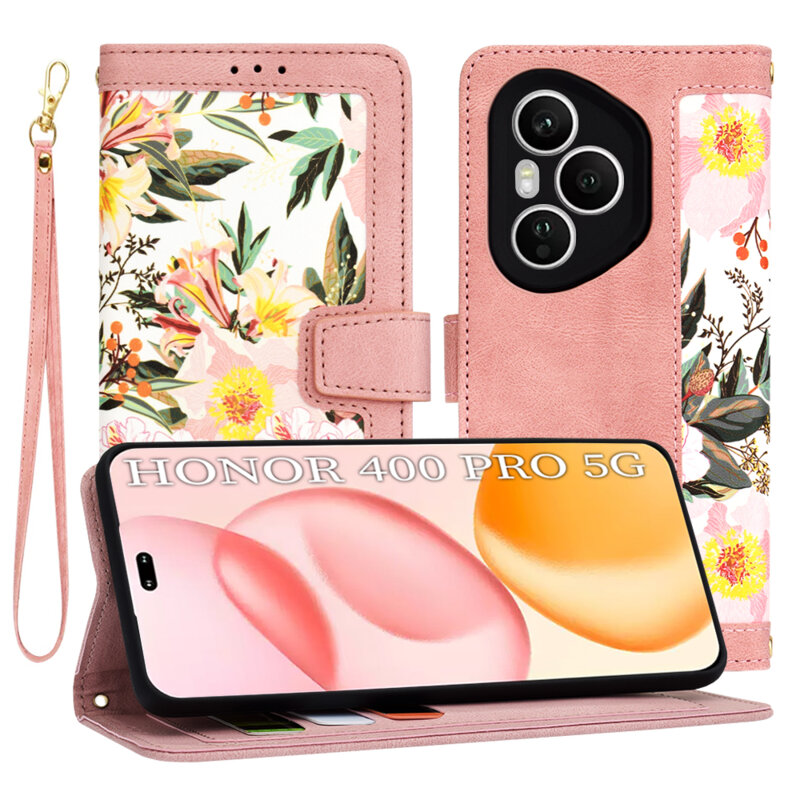 Husa personalizata fete Honor 400 Pro Techsuit FlipCraft, roz