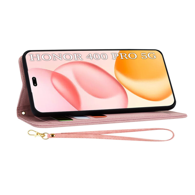 Husa personalizata fete Honor 400 Pro Techsuit FlipCraft, roz