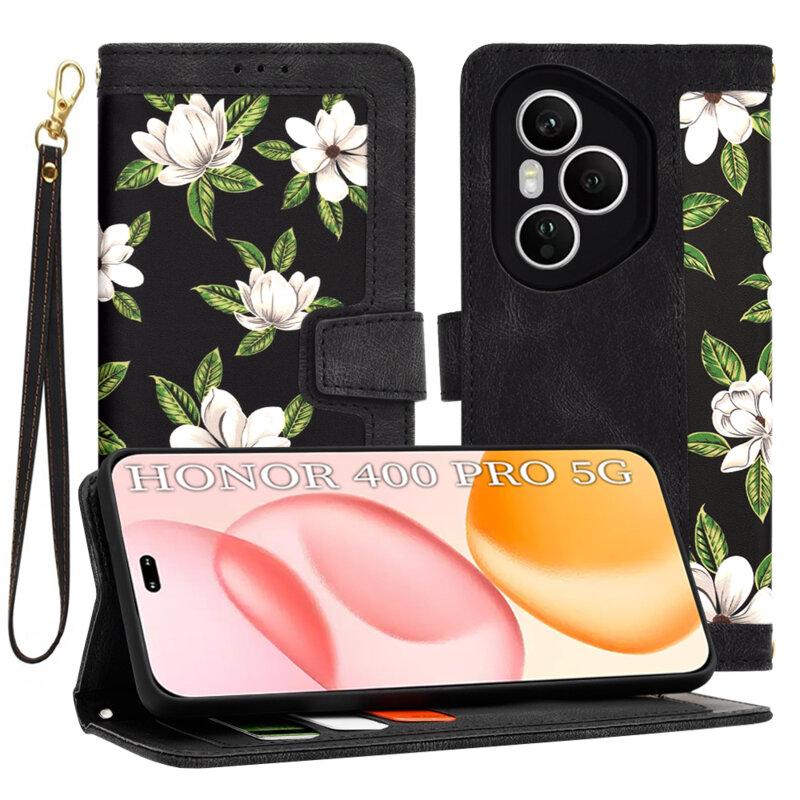 Husa personalizata fete Honor 400 Pro Techsuit FlipCraft, negru