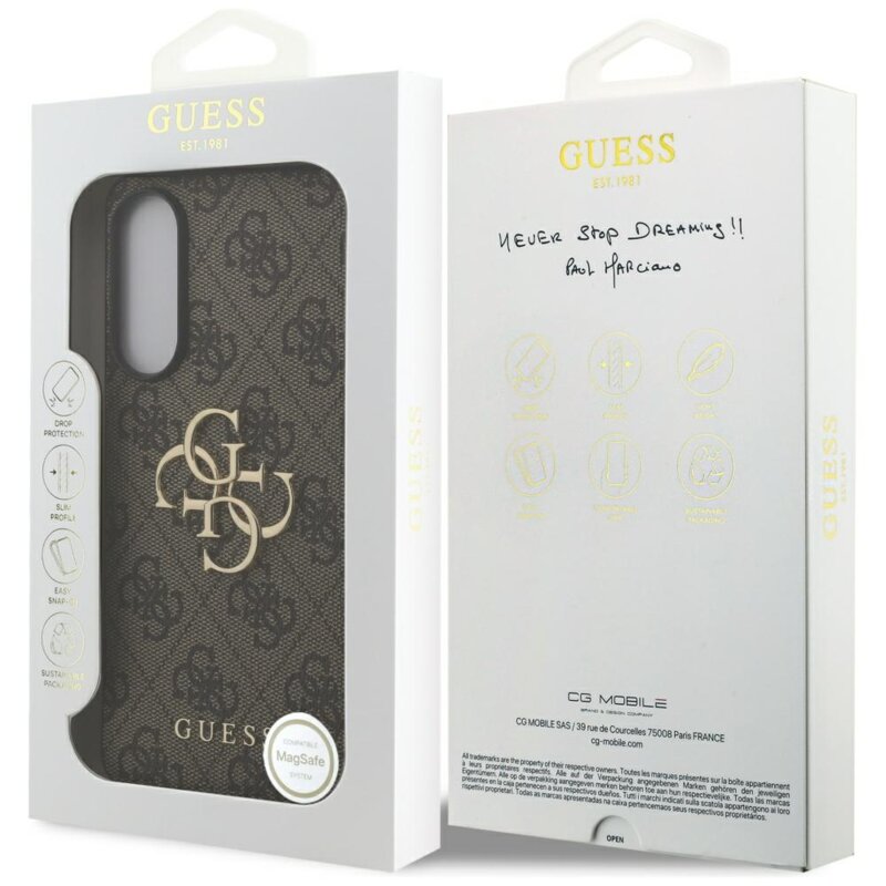 Husa originala Guess Samsung Galaxy S25 Edge Hardcase Big 4G Logo Classic Logo, maro, GUHCS25E4GMGBR