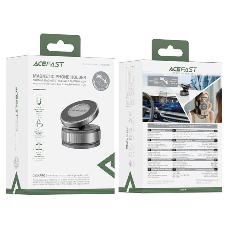 Suport auto magnetic pentru bord Acefast E27, ajustabil, gri