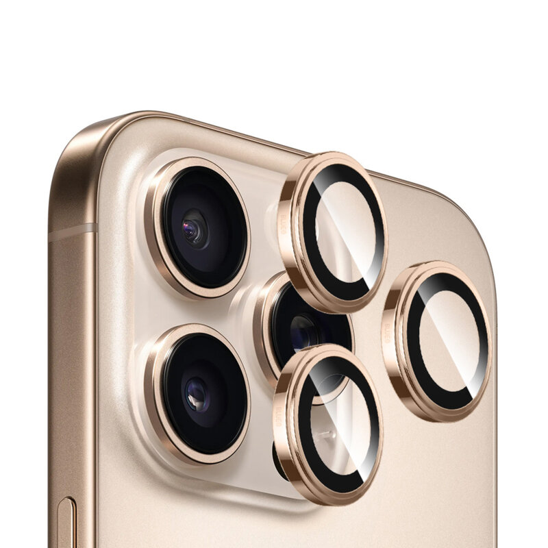 Folie iPhone 14 Pro Blueo Sapphire Crystal Original Lens Glass, auriu