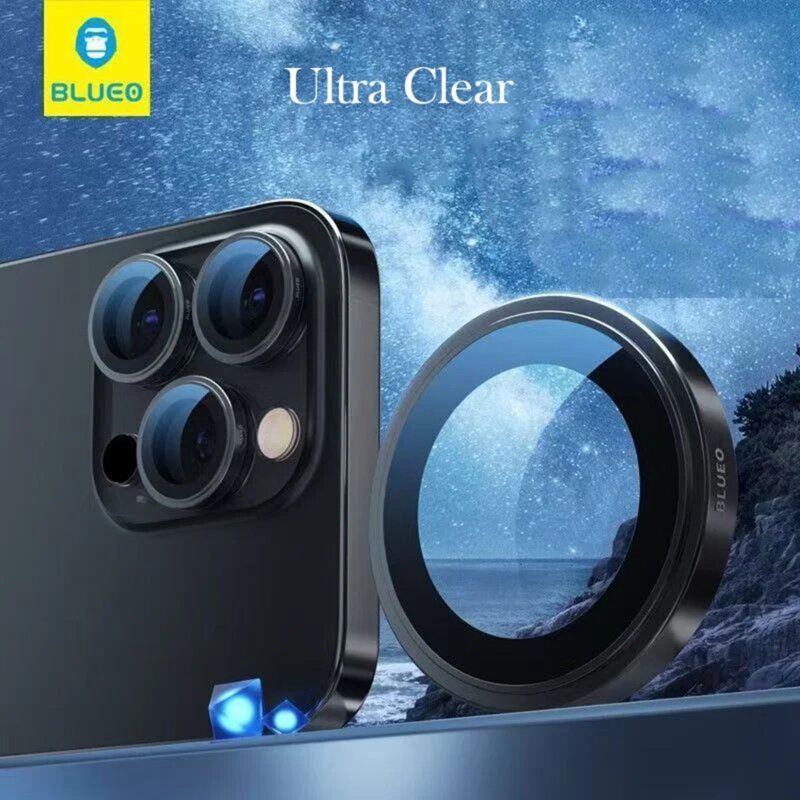 Folie iPhone 14 Pro Blueo Sapphire Crystal Original Lens Glass, argintiu