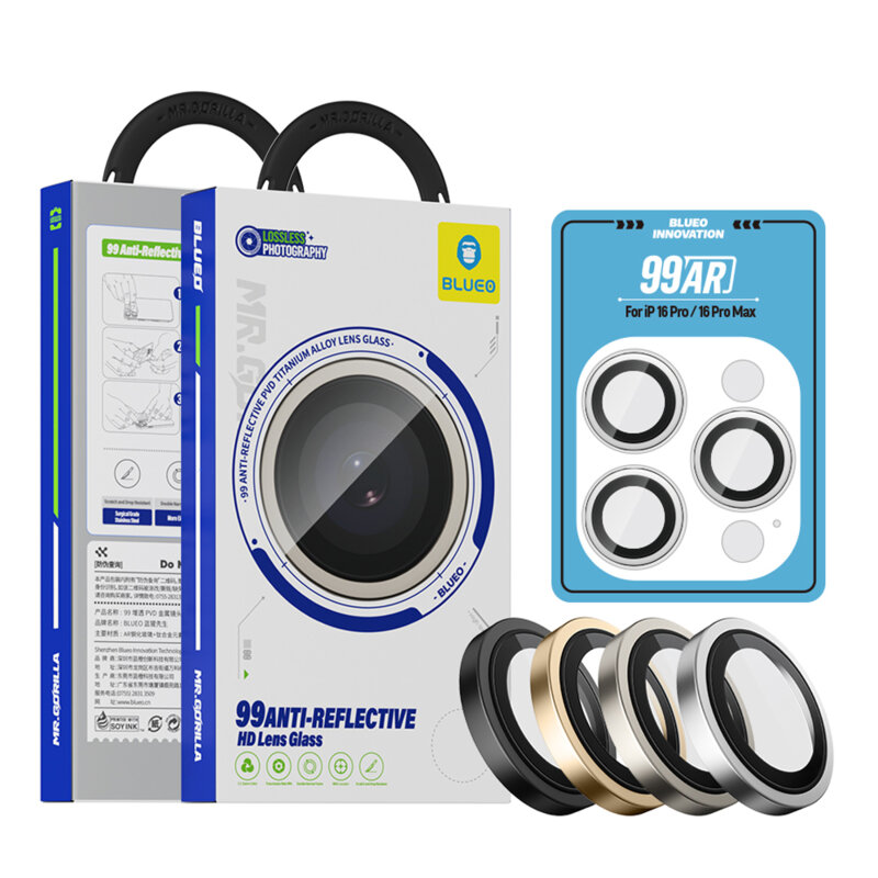 Folie iPhone 16 Pro Blueo 99 Anti-Reflective Lens Glass, Natural Titanium