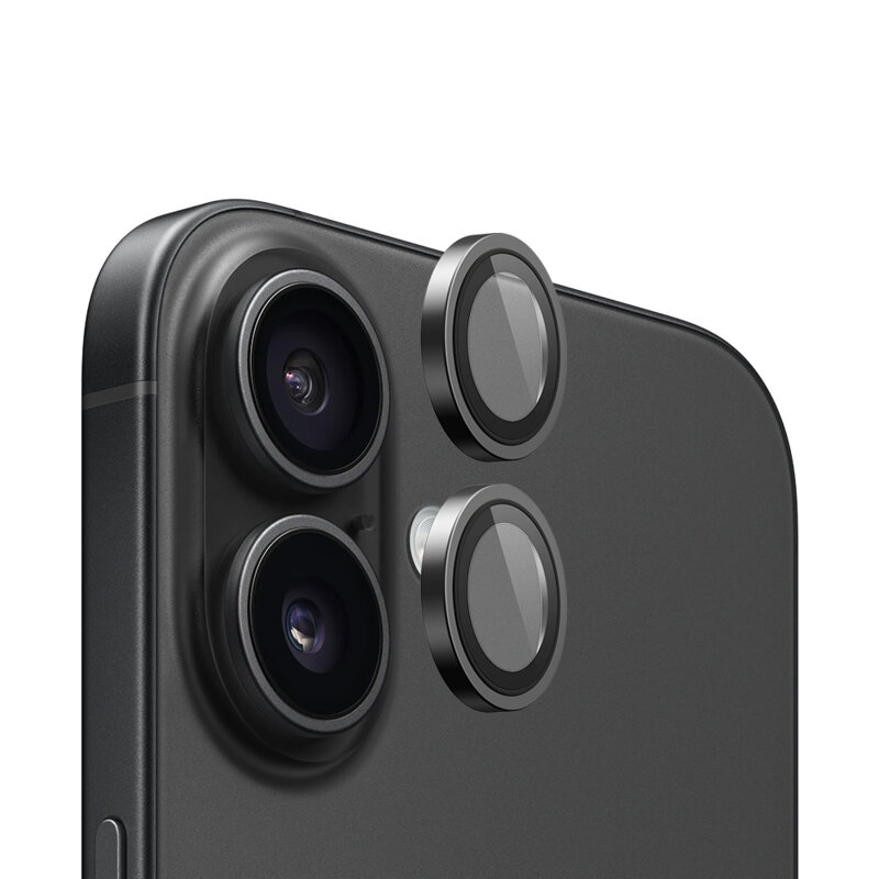 Folie iPhone 16 Plus Blueo Original Metal Frame Lens Protector, negru