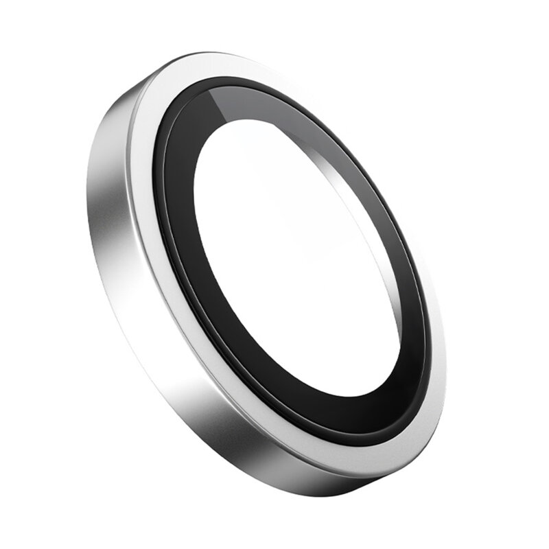 Folie iPhone 16 Blueo Original Metal Frame Lens Protector, argintiu