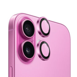 Folie iPhone 16 Blueo Original Metal Frame Lens Protector, roz
