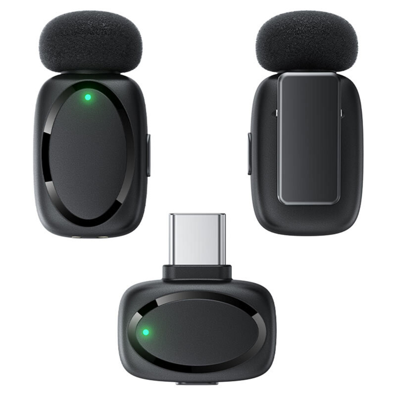 Microfon 360° wireless tip lavaliera Acefast R2, 300mAh, negru