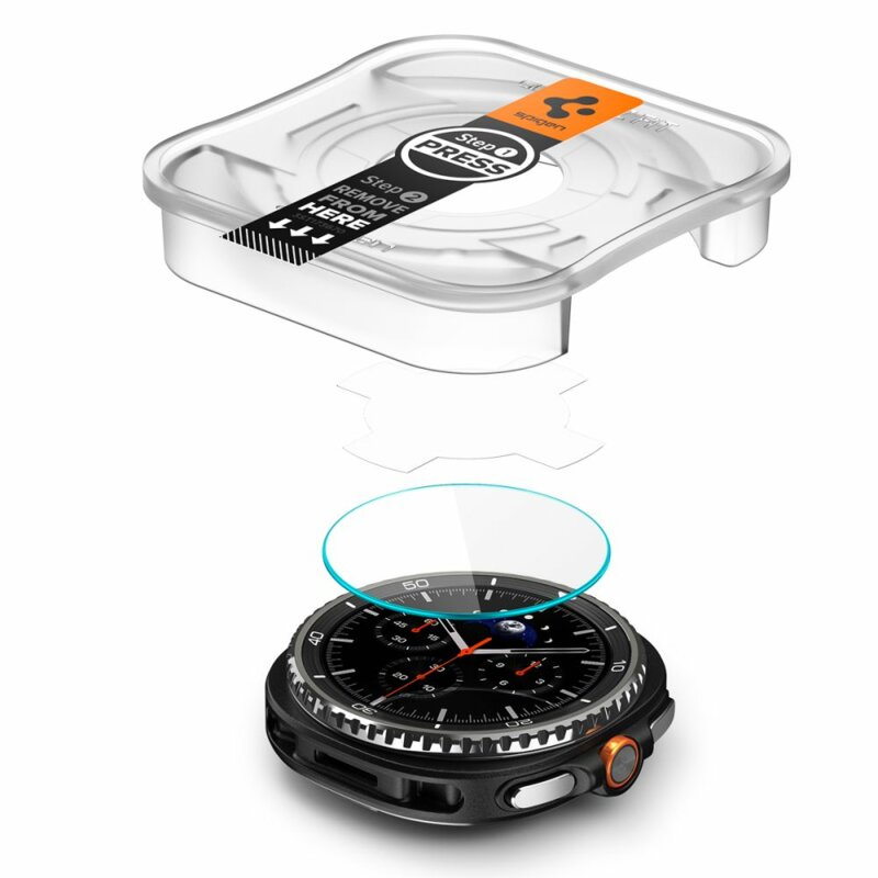 [Pachet 2x] Folie Samsung Galaxy Watch8 Classic Spigen Glas.tR EZ Fit, transparenta