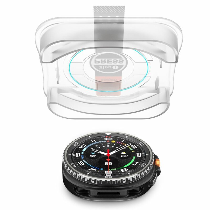 [Pachet 2x] Folie Samsung Galaxy Watch8 Classic Spigen Glas.tR EZ Fit, transparenta
