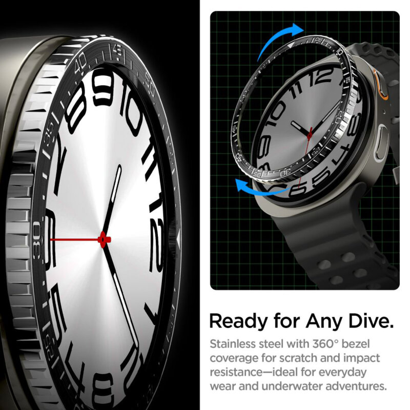 Rama protectie, bezel Samsung Galaxy Watch8 44mm Spigen, negru