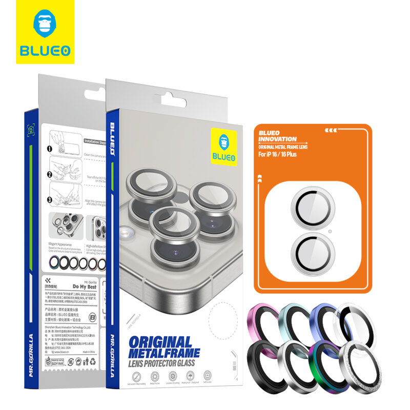 Folie iPhone 15 Plus Blueo Original Metal Frame Lens Protector, clear