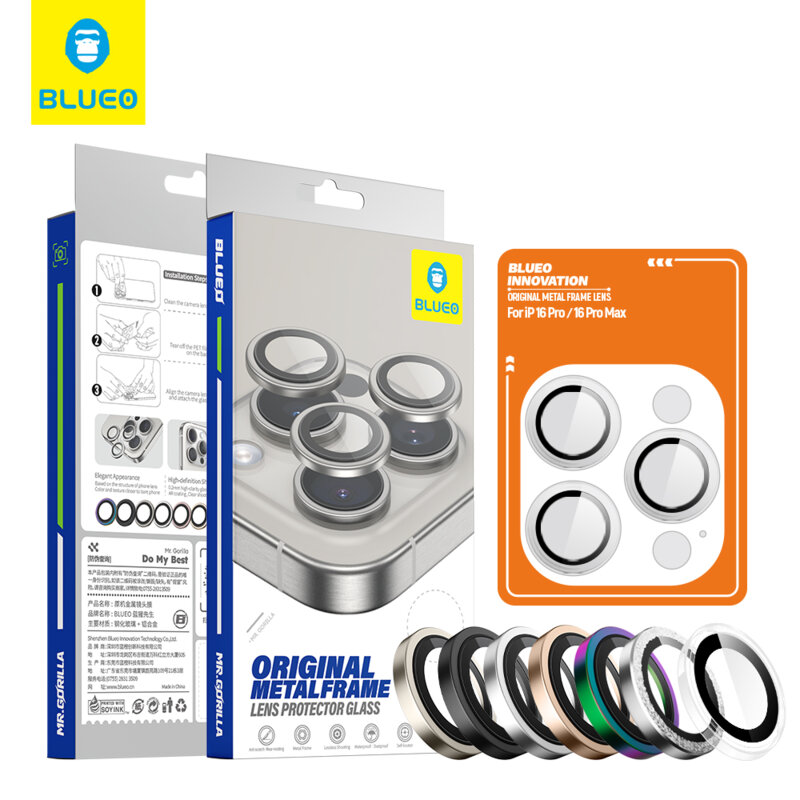 Folie iPhone 16 Pro Max Blueo Original Metal Frame Lens Protector, clear