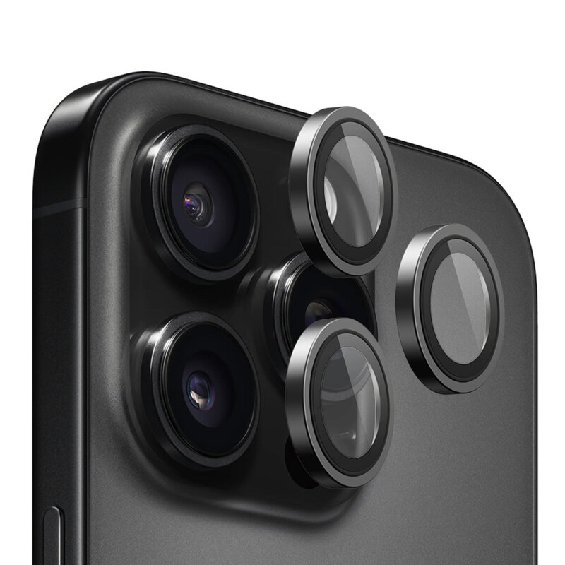 Folie iPhone 14 Pro Blueo Original Metal Frame Lens Protector, negru