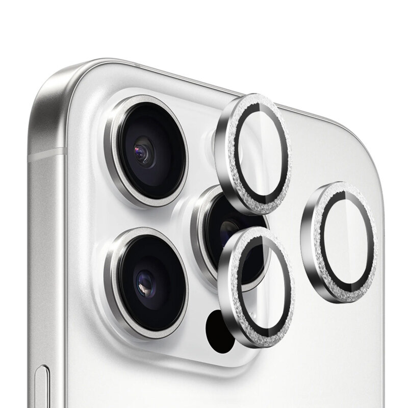 Folie iPhone 16 Pro Blueo Diamond Lens Glass, Silver Diamond