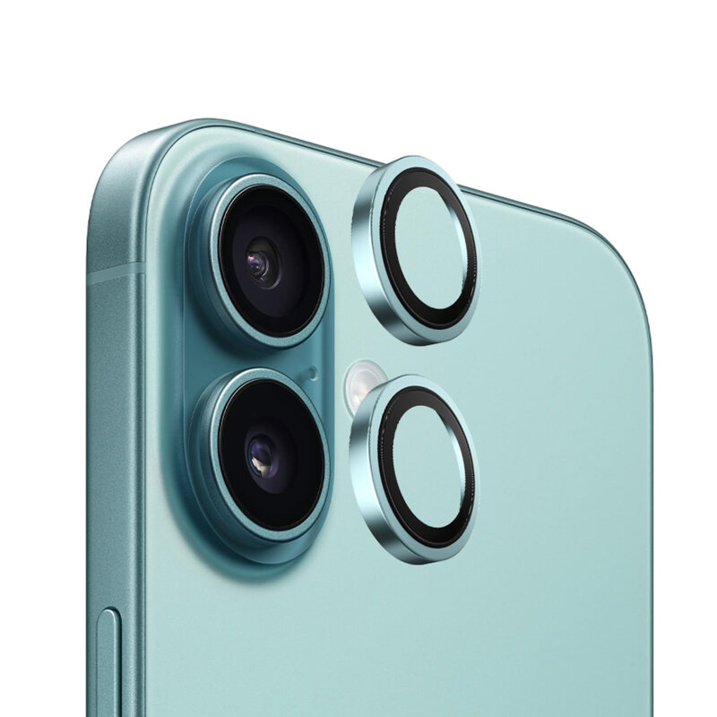 Folie iPhone 16 Blueo Original Metal Frame Lens Protector, verde
