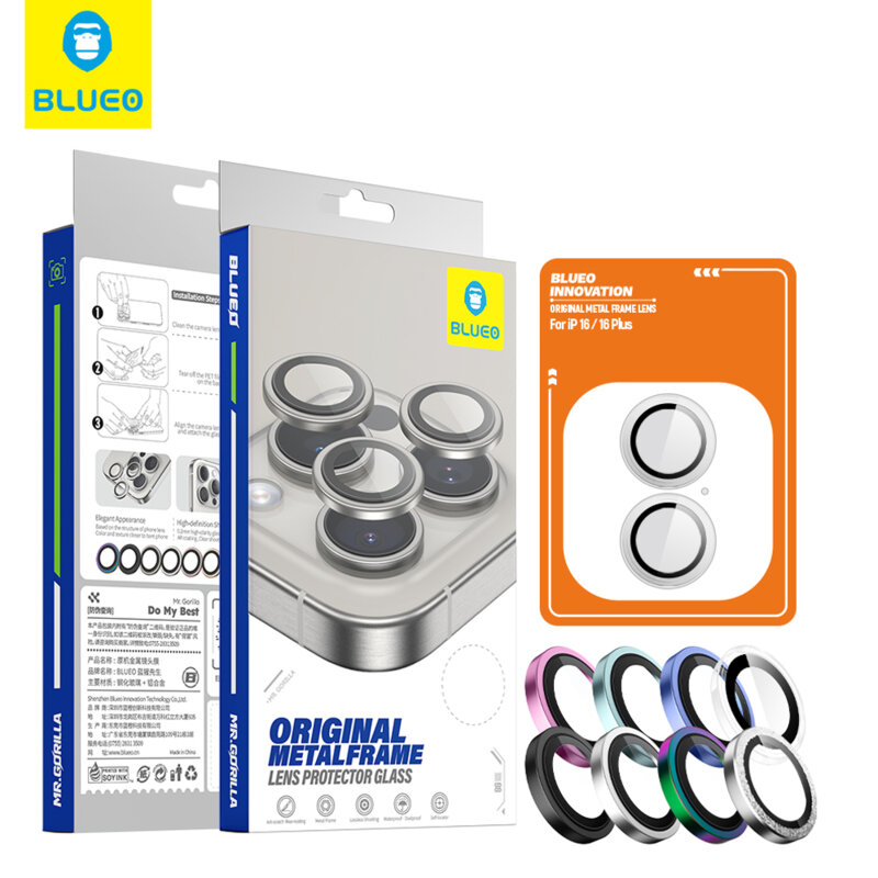 Folie iPhone 16 Plus Blueo Original Metal Frame Lens Protector, verde