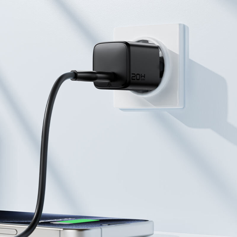 Mini incarcator priza GaN Type-C PD20W Acefast A117, negru