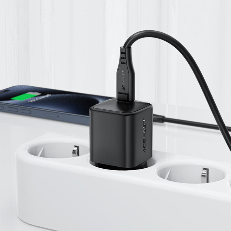 Mini incarcator priza GaN Type-C PD20W Acefast A117, negru