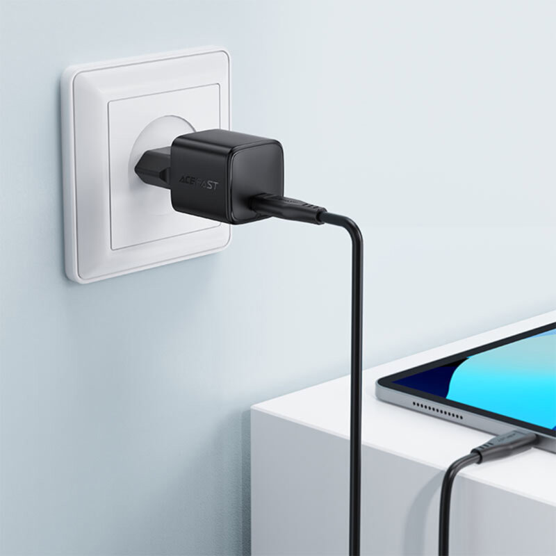 Mini incarcator priza GaN Type-C PD30W Acefast A118, negru