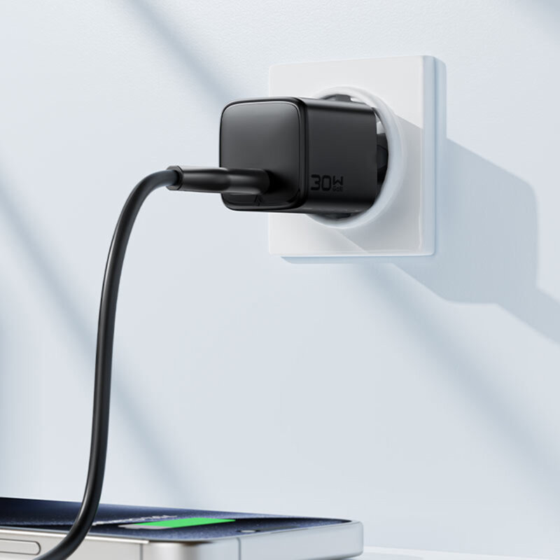 Mini incarcator priza GaN Type-C PD30W Acefast A118, negru