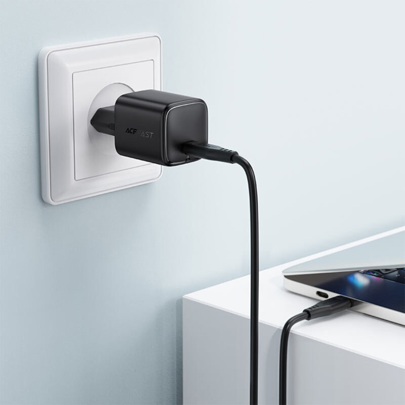 Mini incarcator priza GaN Type-C PD45W Acefast A119, negru